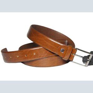 LINDENMANN Germany Leather Dress Belt Cognac Men's' Size 46 FITS 42